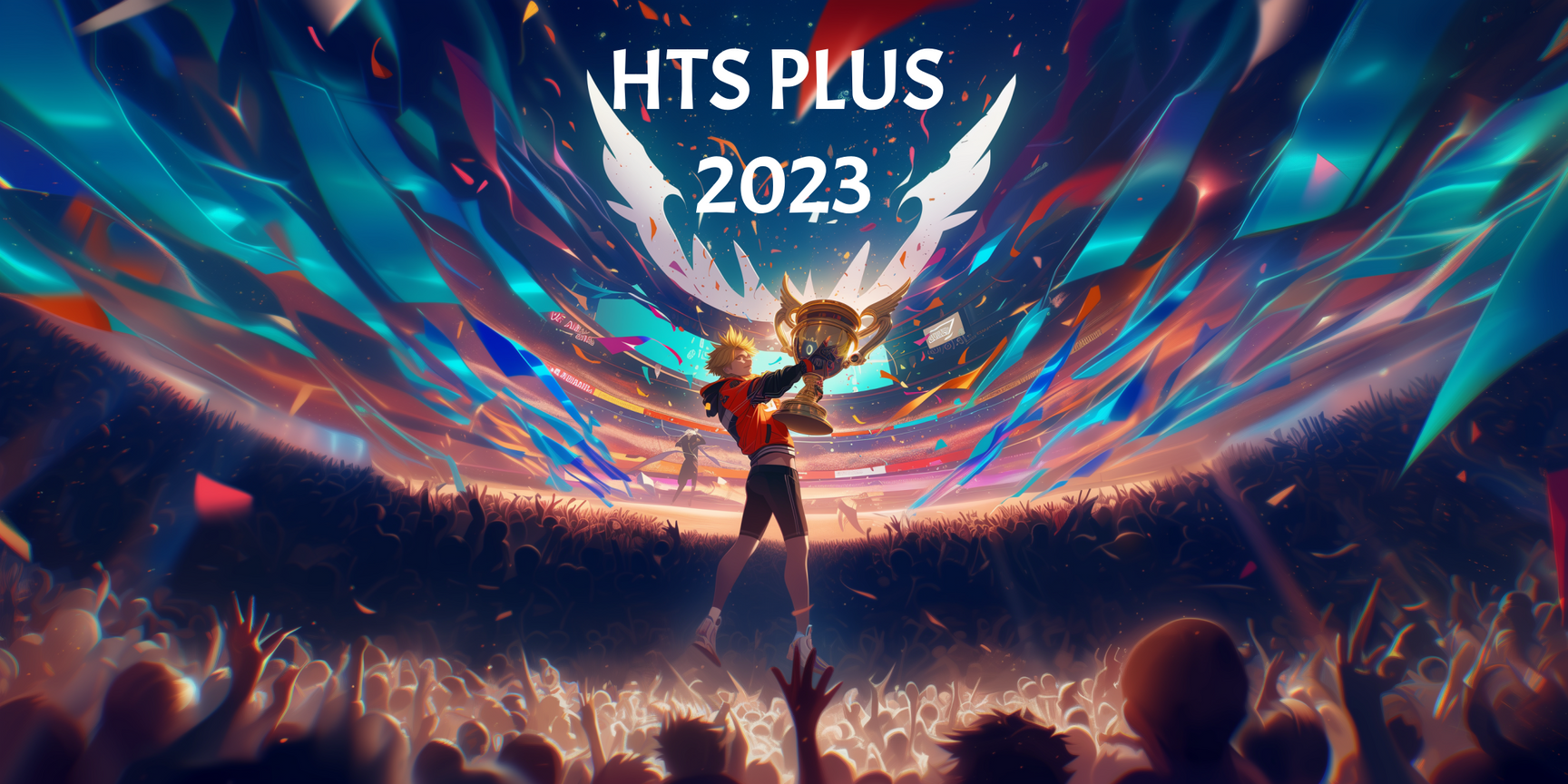 HTS Plus 世界冠军举起奖杯的竞技主题画面